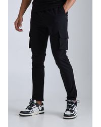 Boohoo - Elasticated Waist Technical Stretch Skinny Cargo Pants - Lyst
