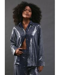 Warehouse - Sequin Oversized Shirt - Lyst