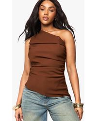 Boohoo - Woven One Shoulder Ruched Top - Lyst
