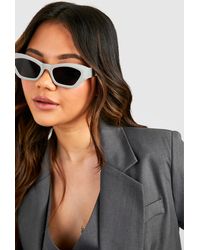 Boohoo - Grey Cat Eye Sunglasses - Lyst