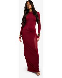 Boohoo - Slinky Mesh Detail Long Sleeve Maxi Dress - Lyst