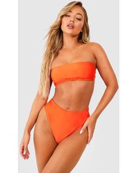 Boohoo Bandeau High Waisted Bikini Set - Naranja