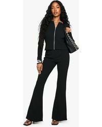 Boohoo - Tone Rib Zip Up Top & Flared Trouser - Lyst