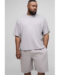 BoohooMAN - Plus kastiges Oversize Official T-Shirt mit Kontrast-Naht & Shorts - Lyst
