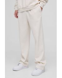 BoohooMAN - Jogginghose mit geradem Bein in Waffeloptik und Man-Stickerei - Lyst