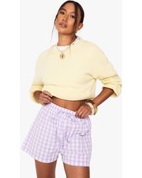 Boohoo - Seersucker Gingham Drawstring Waist Shorts - Lyst