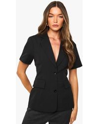 Boohoo - Short Sleeve Tailored Top - Lyst