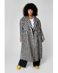 Nasty Gal - Plus Striped Wool Look Coat - Lyst