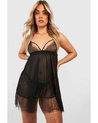 Boohoo - Plus Lace Detail Strappy Babydoll - Lyst