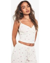Boohoo - Ditsy Waffle Strappy Cami Top - Lyst