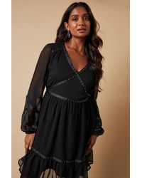 Oasis - Plain Stud Trim Detail Mini Dress - Lyst
