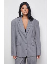 Warehouse - Pinstripe Oversized Grandad Blazer Co-Ord - Lyst