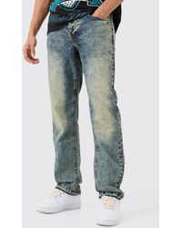 BoohooMAN - Relaxed Rigid Green Tinted Jean With Let Down Hem - Lyst