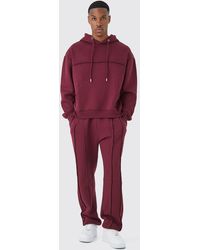 BoohooMAN - Oversized Boxy Seam Detail Hooded Tracksuit - Lyst