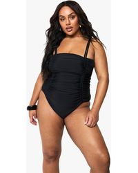 Boohoo - Bañador Plus Con Lateral Fruncido Y Control De Abdomen - Lyst