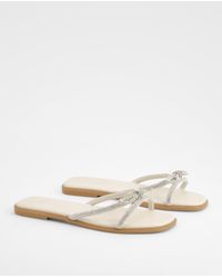 Boohoo - Diamante Bow Detail Sandals - Lyst