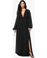 Boohoo - Tall Chiffon V Neck Ruched Maxi Dress - Lyst