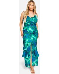 Boohoo - Plus Abstract Floral Ruffle Maxi Dress - Lyst