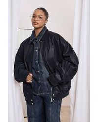 Boohoo - Plus Vintage Look Faux Leather Super Oversized Bomber Jacket - Lyst