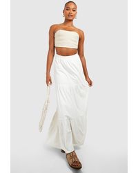 Boohoo - Tall Basic Cotton Blend Tiered Maxi Skirt - Lyst