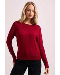 Dorothy Perkins - Berry Crew Neck Button Cuff Sweater - Lyst