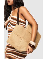 Boohoo - Woven Raffia Tote Bag - Lyst