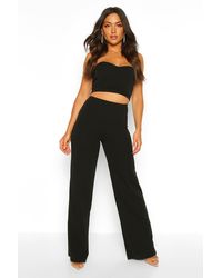 Boohoo Bandeau Bralet And Wide Leg Trousers Two-piece Set - Black