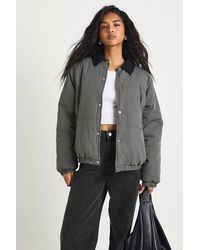 Boohoo - Contrast Collar Peached Padded Jacket - Lyst