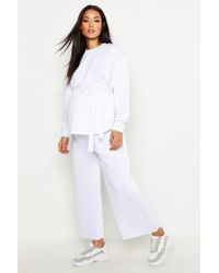 Boohoo Maternity Tie Side Split Cullotte Sweat Set - White