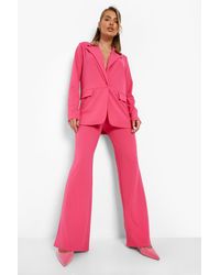 Boohoo Relaxed Fit Blazer & Wide Leg Trouser Suit - Pink