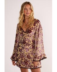 Nasty Gal - (Az) Vintage Floral Devore Lace Trim Ruffle Sleeve Mini Dress - Lyst