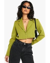 Boohoo - Basic Woven Relaxed Fit Crop Blazer - Lyst