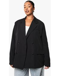 Boohoo - Americana Plus Oversize De Tela Con Botonadura Doble - Lyst