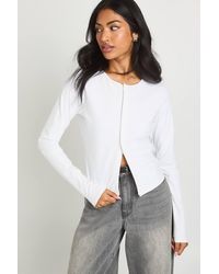 Boohoo - Peached Sculpt Popper Through Long Sleeve Top - Lyst