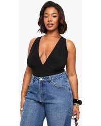 Boohoo - Plus Double Layer Slinky Plunge Top - Lyst