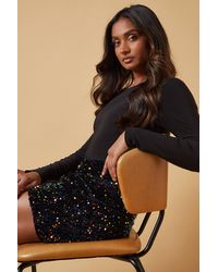 Oasis - Velvet Sequin Mini Skirt - Lyst