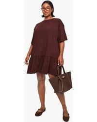 Boohoo - Plus Rib Drop Hem Smock Dress - Lyst