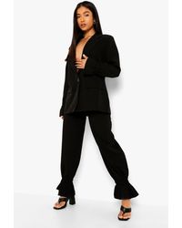 Boohoo Petite Ruched Cuff Detail Pants Suit - Black