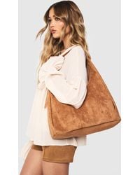 Boohoo - Faux Suede Slouchy Shoulder Bag - Lyst