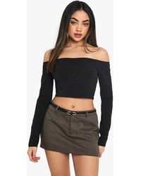Boohoo - Basics Off The Shoulder Long Sleeve Top - Lyst