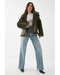 MissPap - Contrast Borg Detail Aviator Jacket - Lyst
