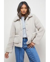 Oasis - Teddy Shearling Button Through Short Jacket - Lyst