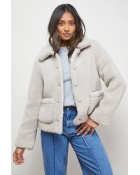 Oasis - Teddy Shearling Button Through Short Jacket - Lyst
