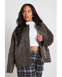 Boohoo - Plus Stitch Detail Collared Jacket - Lyst
