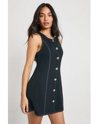 Boohoo - Button Tailored Sleeveless A Line Mini Dress - Lyst