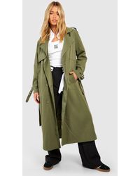 Boohoo - Oversized Belted Maxi Trench - Lyst