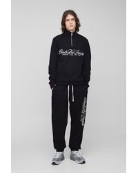 BoohooMAN - Tall bestickter Trainingsanzug mit 1/4 Reißverschluss - Lyst