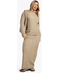 Boohoo - Cable Roll Neck Sweater And Maxi Skirt Knitted Co-Ord - Lyst