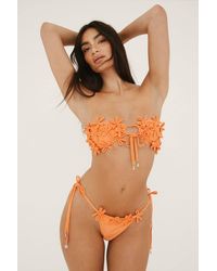 Nasty Gal - 3D Flower Applique Bandeau Bikini Set - Lyst