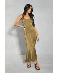 MissPap - Crinkle Satin Scoop Neck Midaxi Dress - Lyst